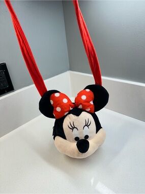 Disney Minnie Mouse Plush Crossbody Bag Kids Red Polka Dot Bow Small Purse